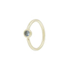 Buddha | 14k gold | Fixed Bezel Bead Ring | Side Set Facing | 2mm London Blue Topaz