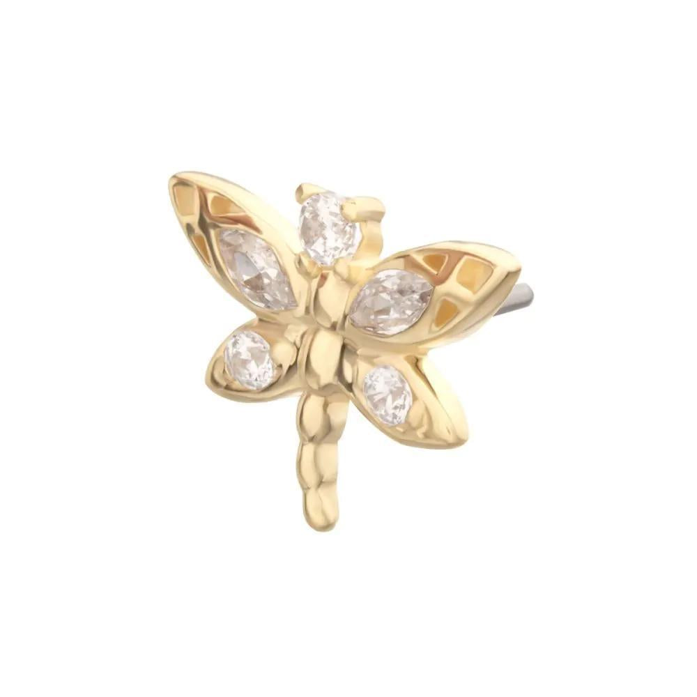 Invictus | 14k gold |  Marquise Wing Dragonfly Top | Clear CZ
