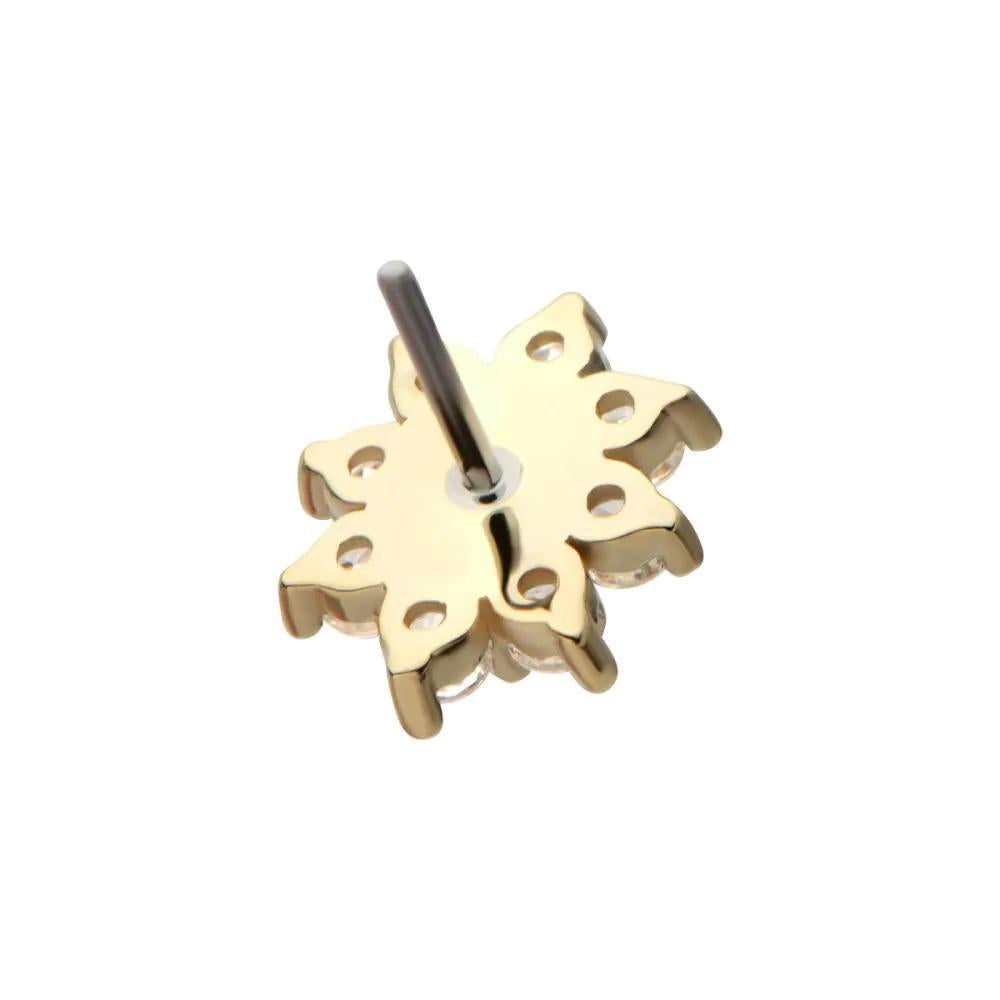 Invictus | 14k Gold | Threadless "Regalia Oval" Gem Flower Top | Cubic Zirconia