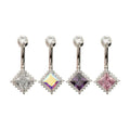 Invictus | Titanium | Internally Threaded "Prism Halo" w/ Clear Gem Edge Fixed Bottom Navel | Cubic Zirconia