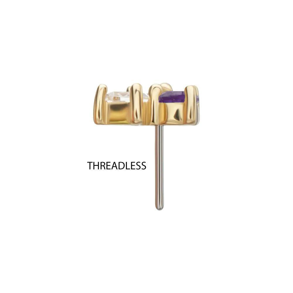 Invictus | 14k gold | Baguette & Teardrop Prong Set Multi-Gem Top