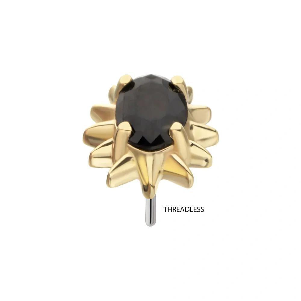 Invictus | 14k gold | Oval Spiked Edge | Black CZ