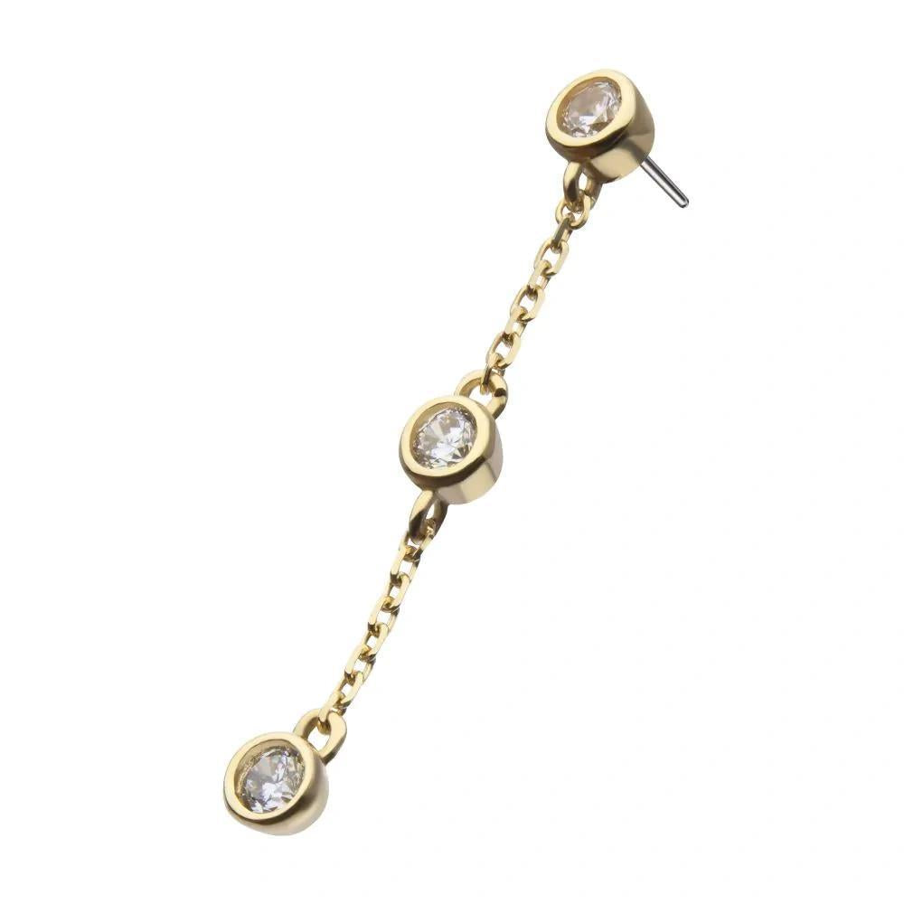 Invictus | 14k gold | Triple Bezel Dangle | CZ