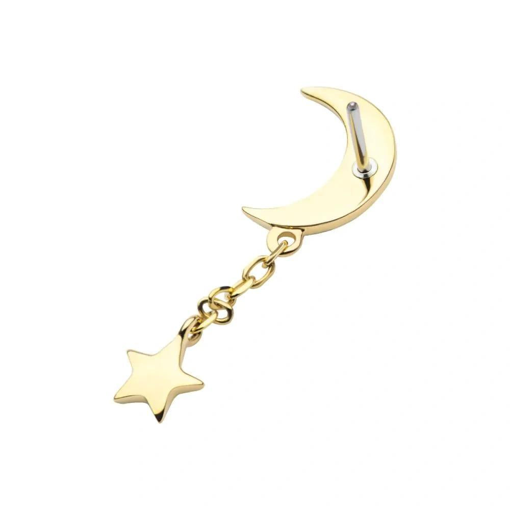 Invictus | 14k gold | Moon with Star Dangle