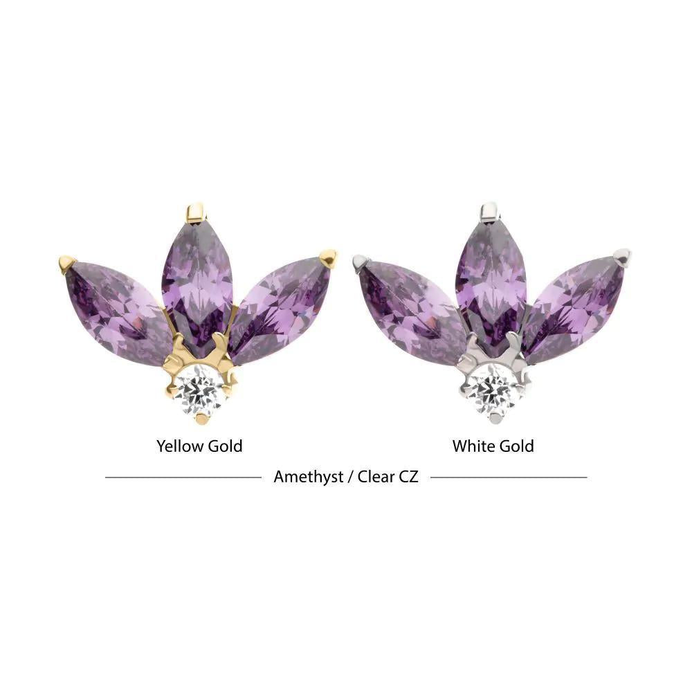 Invictus | 14k gold | 3-Marquise Cluster | Amethyst CZ