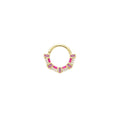 Buddha | 14k gold | Lola Hinged Hoop | Pink Sapphire + Enamel