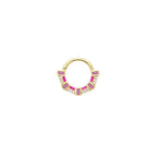 Buddha | 14k gold | Lola Hinged Hoop | Pink Sapphire + Enamel
