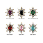 Invictus | 14k Gold | Threadless "Regalia Oval" Gem Flower Top | Cubic Zirconia