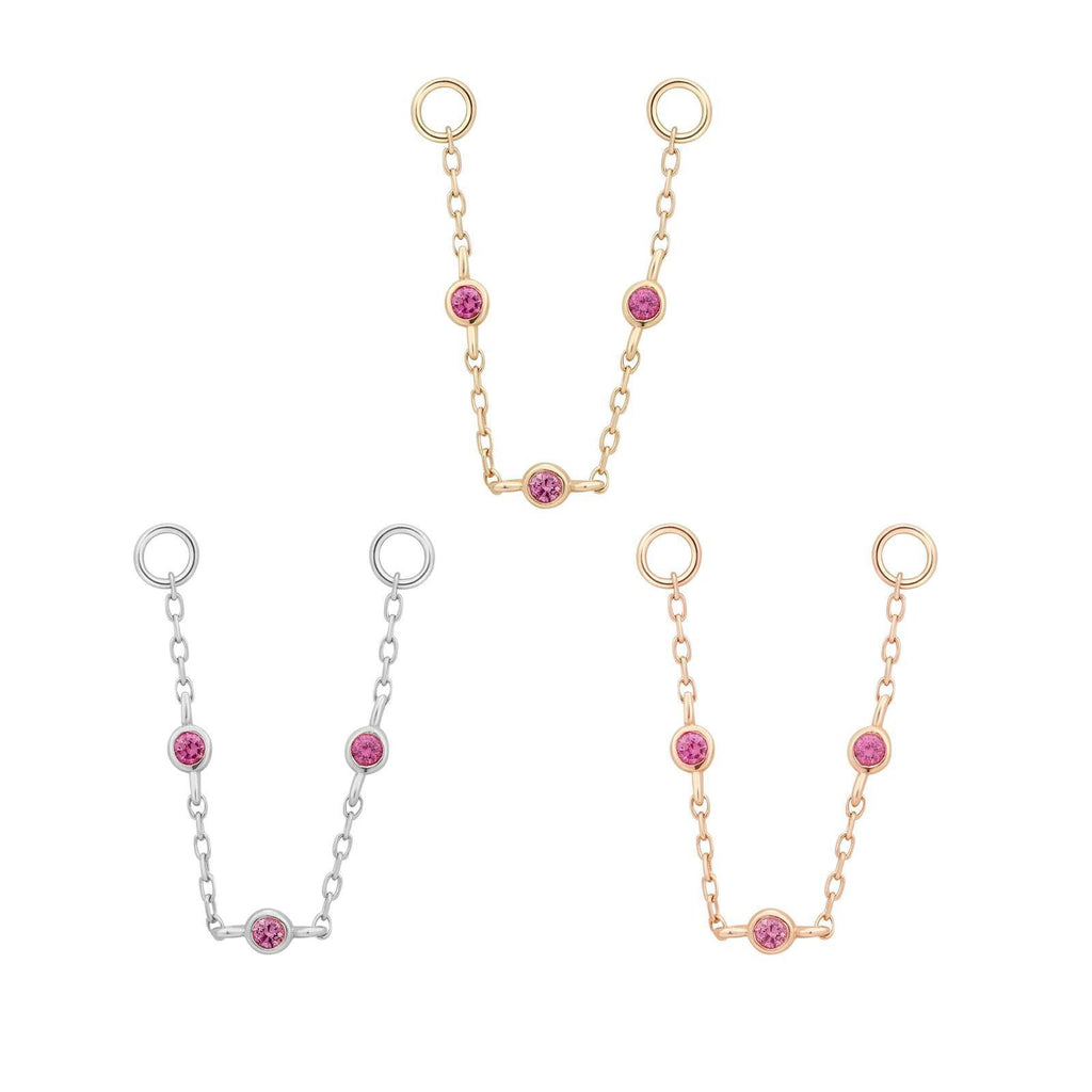 Buddha | 14k gold | 3 Bezel Chain | Pink Sapphire