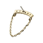 Invictus | 14k gold | Curved Bar 6 Gem Cluster Prong w/ Chain Dangle | Lab-Grown Diamonds
