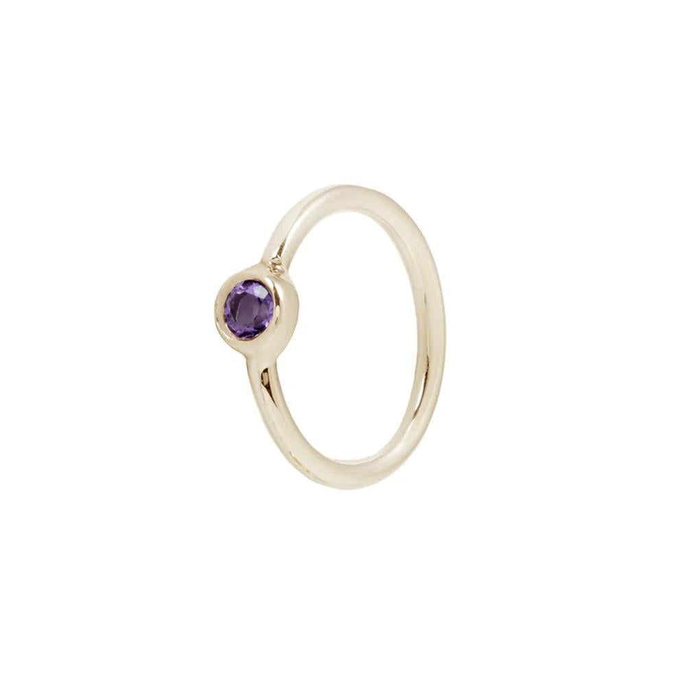 Buddha | 14k gold | Fixed Bezel Bead Ring | Side Set Facing | 2mm Amethyst
