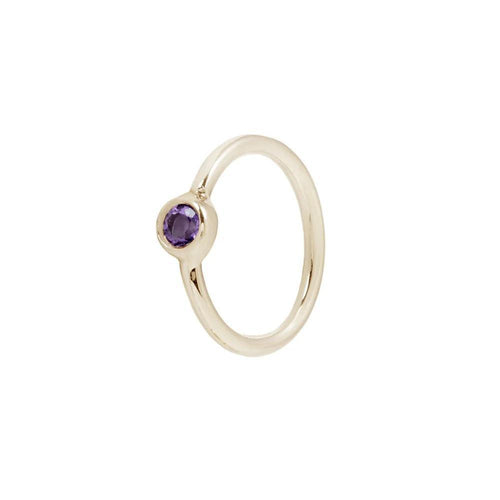 Buddha | 14k gold | Fixed Bezel Bead Ring | Side Set Facing | 2mm Amethyst