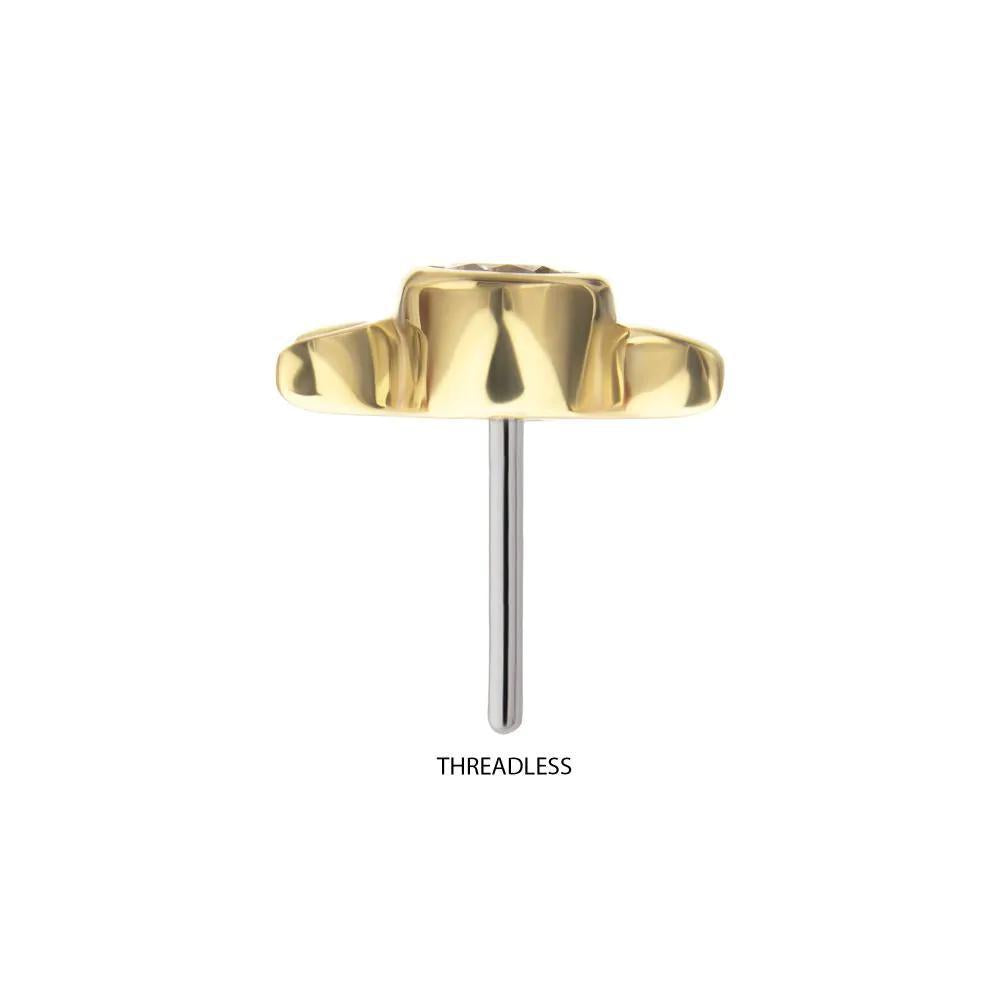 Invictus | 14k gold | Triple Moon Phase Top with Bezel Lab-Grown Diamond | Lab-Grown Diamond