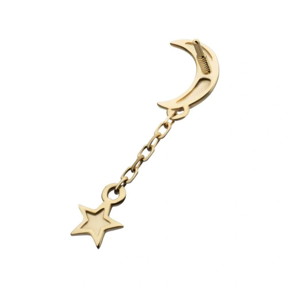 Invictus | 14k gold | Crescent Moon with Star Dangle