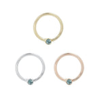 Buddha | 14k gold | Fixed Bezel Bead Ring | 2mm London Blue Topaz