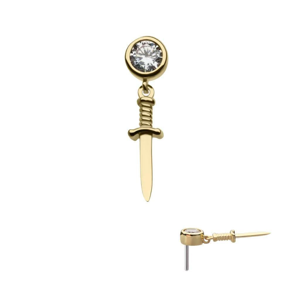Invictus | 14k gold | Bezel Set with Dagger | CZ