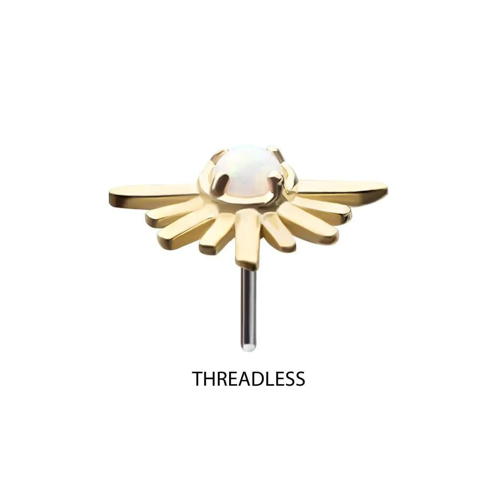 Invictus | 14k gold | Half Starburst | synthetic White Opal