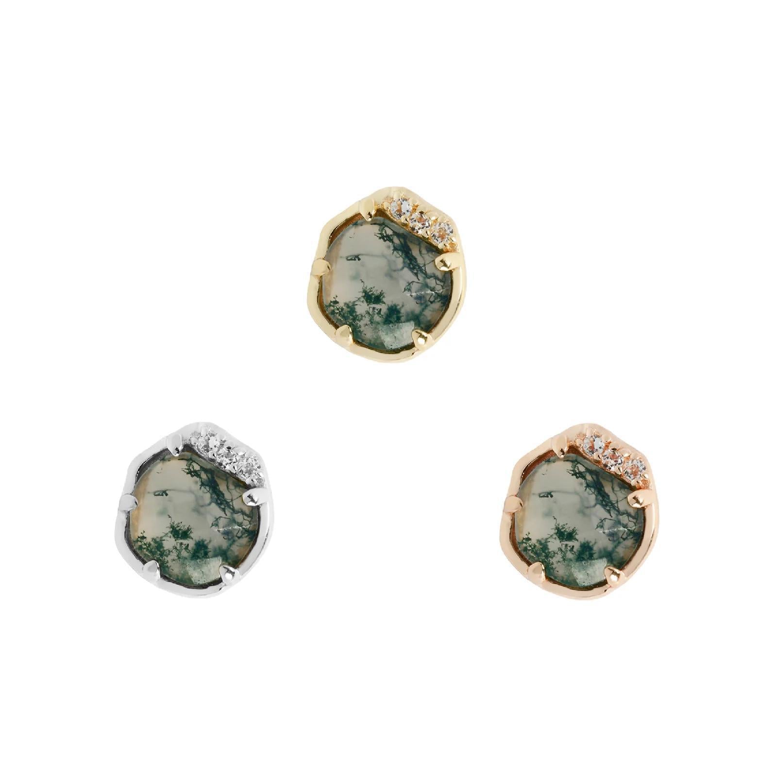Buddha | 14k gold | Vision | Moss Agate + White Topaz