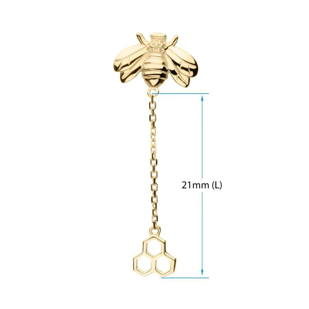 Invictus | 14k gold | Bee with Honeycomb Dangle