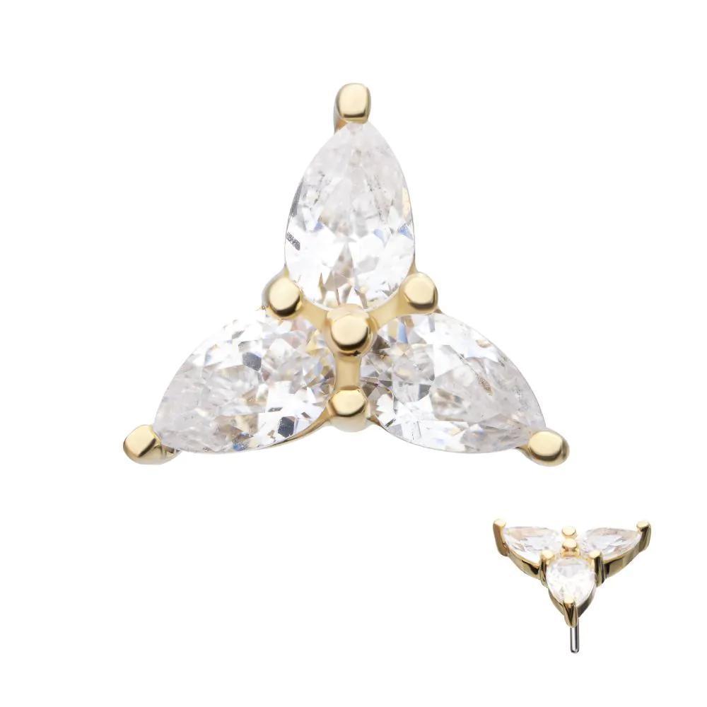 Invictus | 14k gold | Teardrop Trinity | CZ
