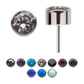 Inv | Titanium | Threadless Bezel Set Gem Top | Ruby CZ | 2.5mm Gem