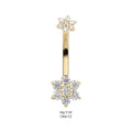 Invictus | 14k gold | Pronged Round Clear CZ Double Flower Navel Curve | 14g 7/16