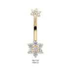 Invictus | 14k gold | Pronged Round Clear CZ Double Flower Navel Curve | 14g 7/16