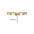 Invictus | 14k gold | 5- Cluster Curved Bar with Tear Drop | CZ