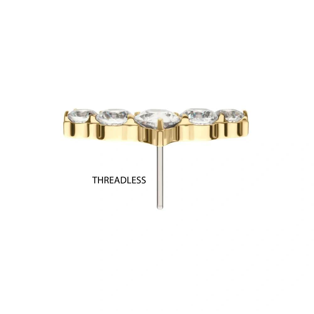 Invictus | 14k gold | 5- Cluster Curved Bar with Tear Drop | CZ