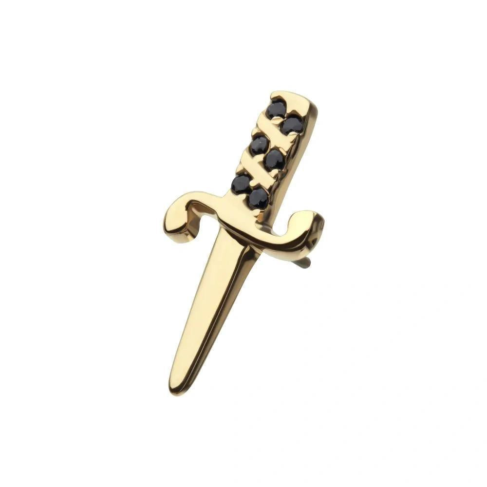 Invictus | 14k gold | Bezel Set Dagger | Black CZ