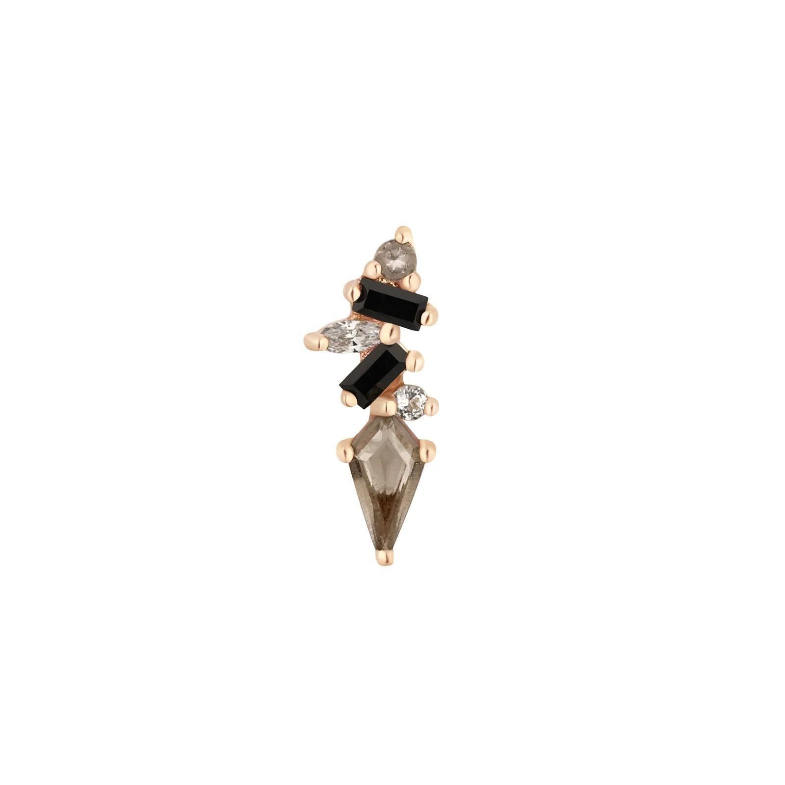 Buddha | 14k gold | Mixt | Smoky Quartz + Black Spinel