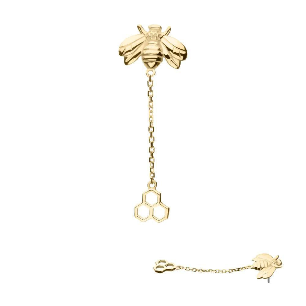 Invictus | 14k gold | Bee with Honeycomb Dangle