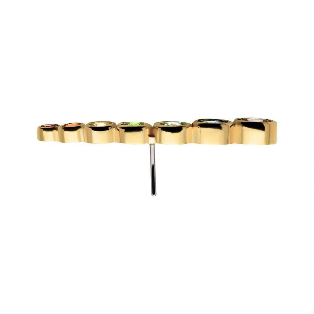 Invictus | 14k gold | 7 Bezel Cluster Right | Rainbow CZ