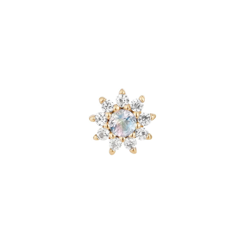 Buddha | 14k gold | Eloise | Rainbow Moonstone + White Sapphire