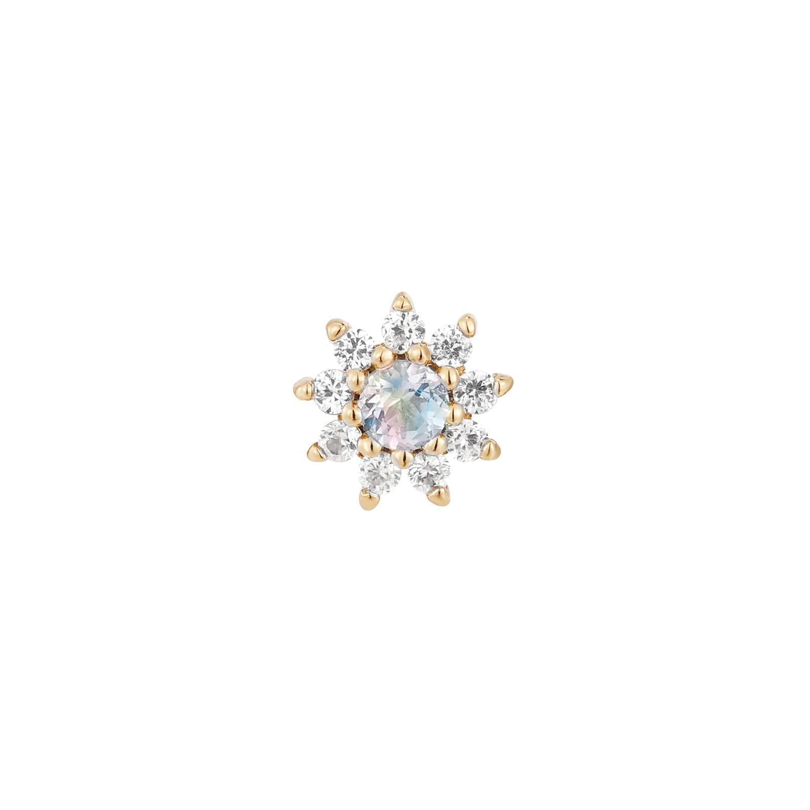 Buddha | 14k gold | Eloise | Rainbow Moonstone + White Sapphire