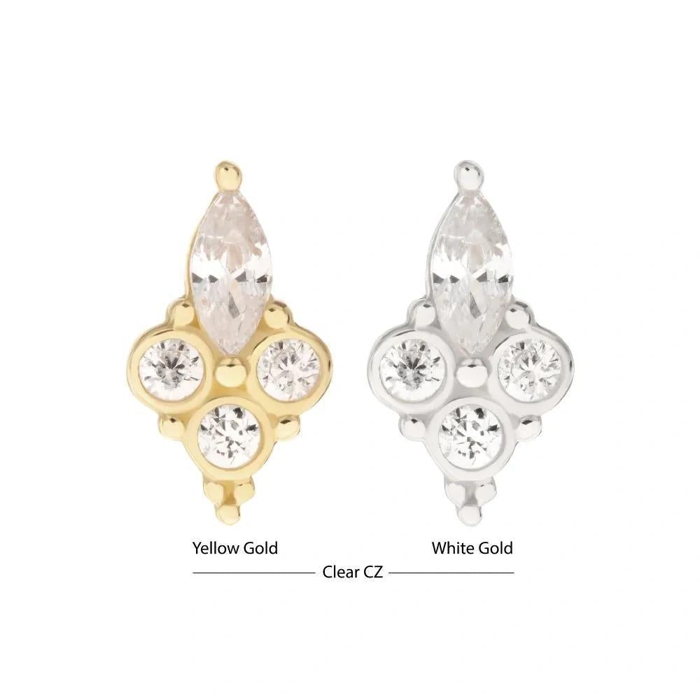 Invictus | 14k gold | Prong Set Marquise Trinity | CZ