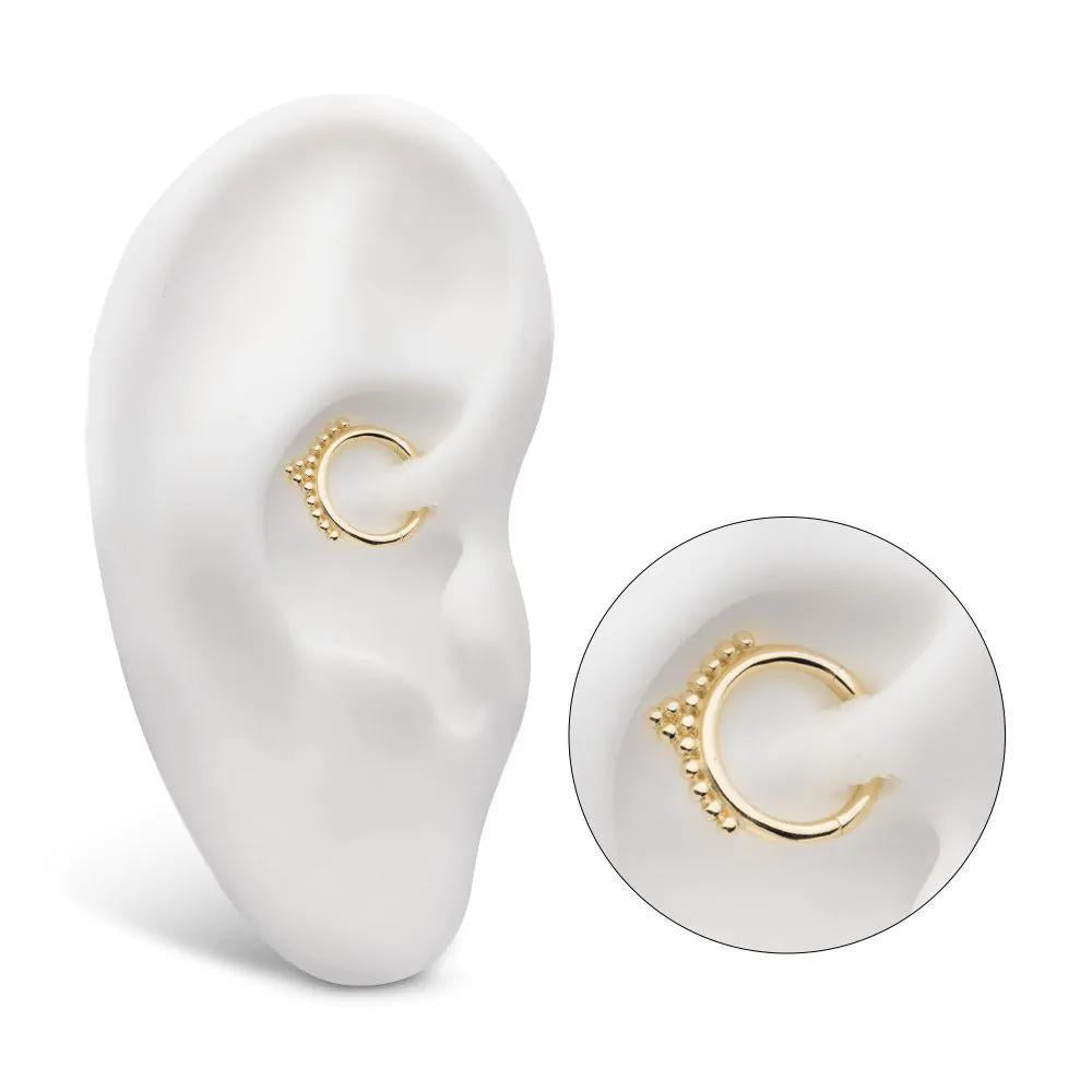 Invictus | 14k gold | 14 Bead Cluster Hinged Hoop