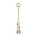 Invictus | 14k gold | 3-Cluster Bezel Set Round CZ Dangle Charm with 10mm Chain