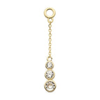 Invictus | 14k gold | 3-Cluster Bezel Set Round CZ Dangle Charm with 10mm Chain