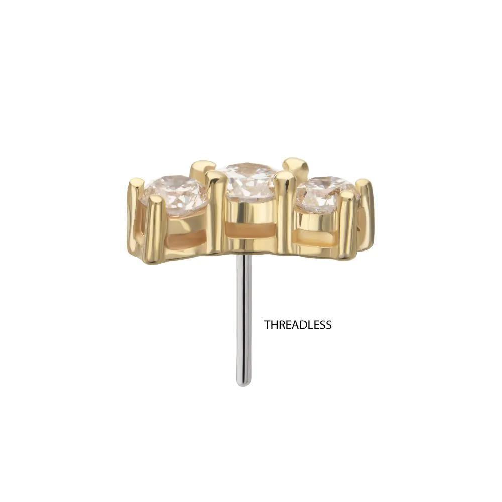 Invictus | 14k gold | Curved Bar Top with 3-Cluster Prong Set Lab-Grown Diamonds | Lab-Grown Diamond