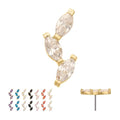 Invictus | 14k gold | Vine Shape Top with 3-Tier Marquise Gem | Cubic Zirconia + Synthetic White Opal