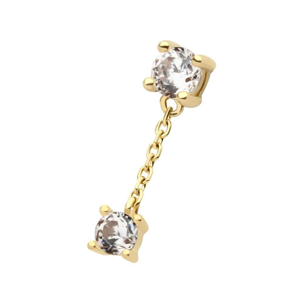 Invictus | 14k gold | Prong Set with Dangle | CZ