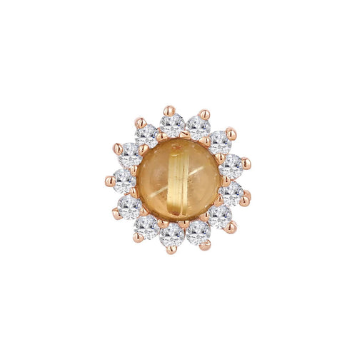 Buddha | 14k gold | Delphine | Rutilated Quartz + White Sapphire