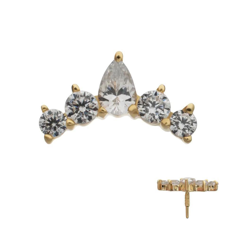 Invictus | 14k gold | 5-Custer Teardrop | CZ