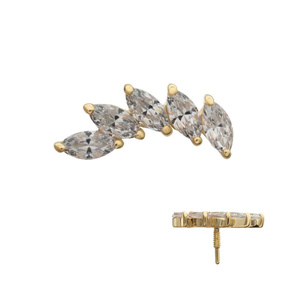 Invictus | 14k gold | 5-cluster Staggered Marquise | CZ
