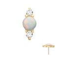 Invictus | 14k gold | Prong Set White Opal & Clear CZ Gem Cluster Top | Clear CZ + Synthetic White Opal