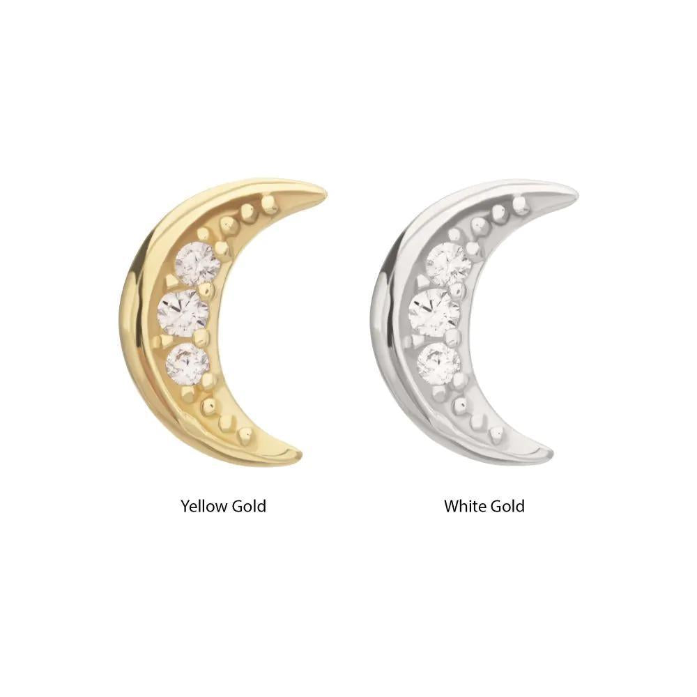 Invictus | 14k gold | Pave CZ Gem Crescent Moon Top | Clear CZ