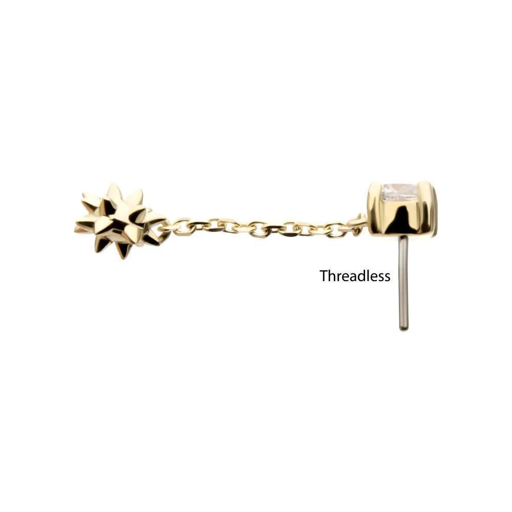 Invictus | 14k gold | Prong Set with Mace Dangle |CZ