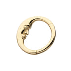 Invictus | 14k gold | Moon Face Hinged Hoop