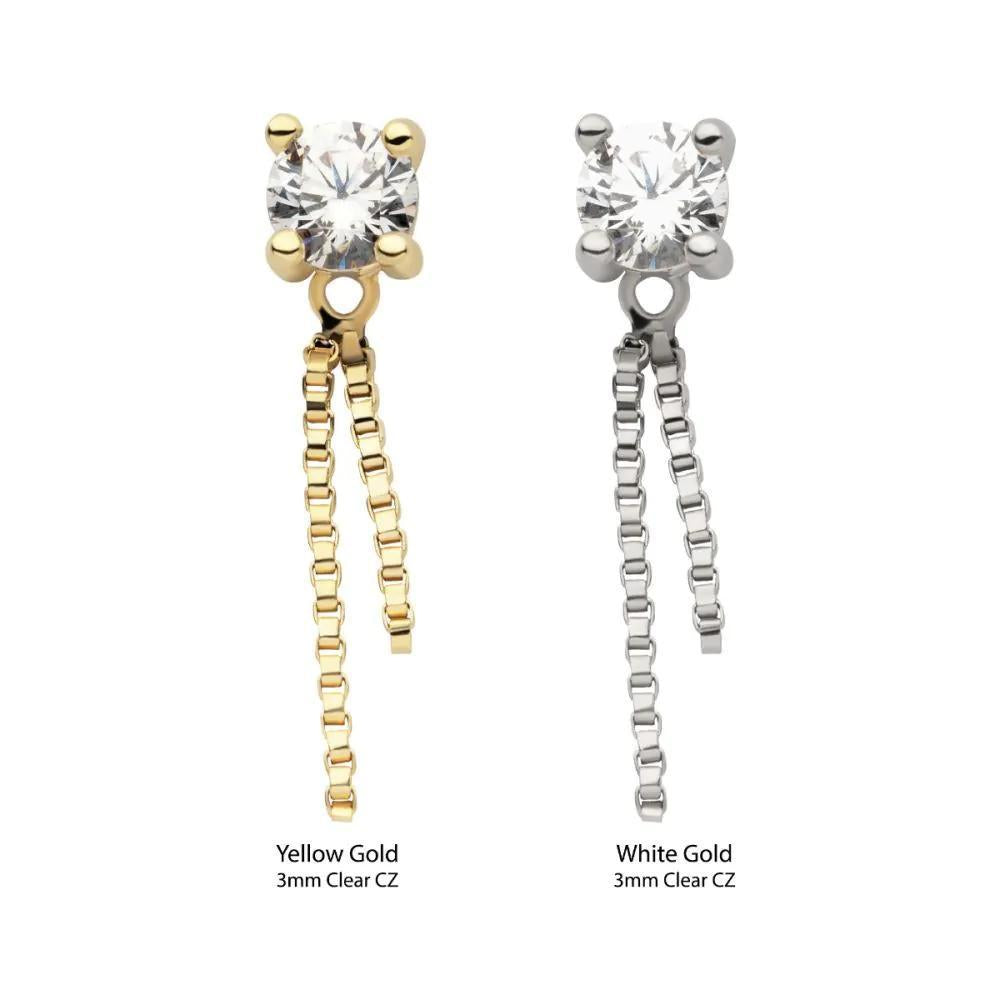 Invictus | 14k gold | Prong Set CZ with Double Box Chain